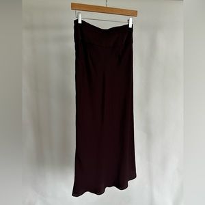 Free People Normani Bias Mahogany Satin Midi Skirt